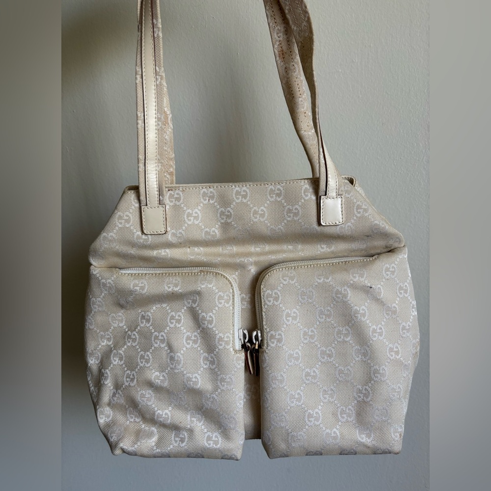 Gucci Beige Monogram Canvas Tote Bag